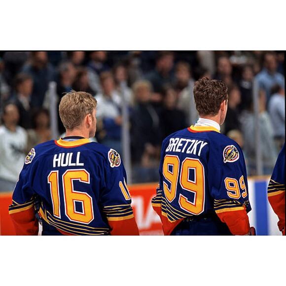 GRETZKY #99 St Louis Blues 90s STARTER Pullover jacket M kids blue NHL vintage - Picture 5 of 10